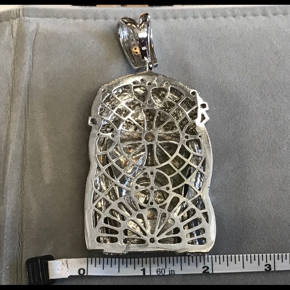 Custom Sterling Silver and CZ large Jesus Pendant - Picture 6 of 7